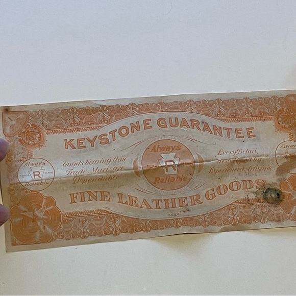 Antique Ostrich Leather Bill Holder in original box with Keystone Bill - Picture 14 of 16